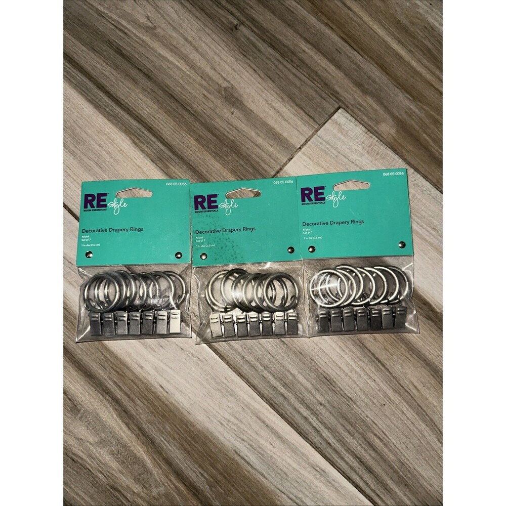 Decorative Drapery Rings Nickel Color 7 In Each Pkg, 3 Pkgs In All